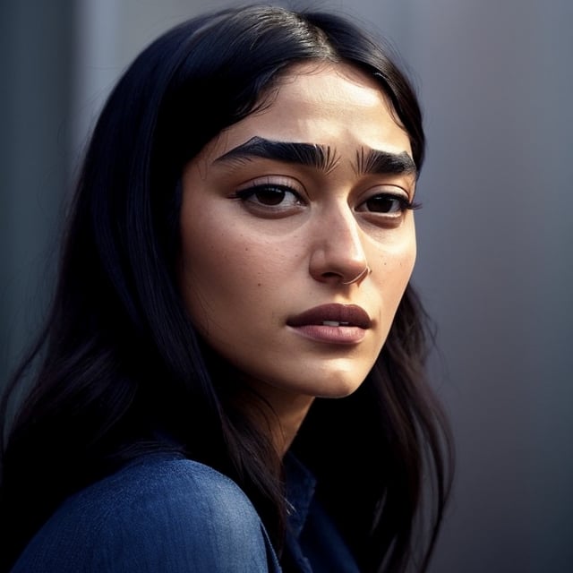 full format portrait of Golshifteh Farahani, ((realistic human face proportions)), Meybis Ruiz Cruz, photorealistic, perfectly framed portrait,arcane style