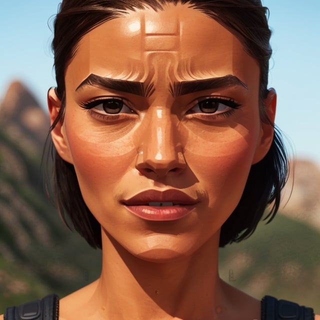 full format portrait of a random actor, realistic skin, photorealistic, stylized facial features, in the style of the cycle frontier, Meybis Ruiz Cruz, MRC, SAM YANG, More Detail, photorealistic, 3DMM, SimplyPaint, sharp angles, 