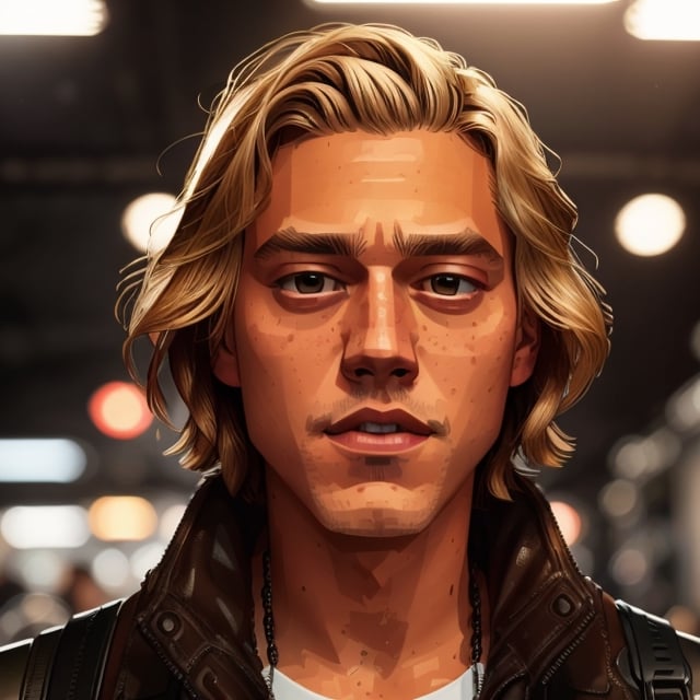 full format portrait of Cole Sprouse, realistic skin, Meybis Ruiz Cruz, photorealistic, perfectly framed portrait, style features, backlighting, in the style of the cycle frontier, SAM YANG, More Detail, photorealistic, 3DMM, SimplyPaint
