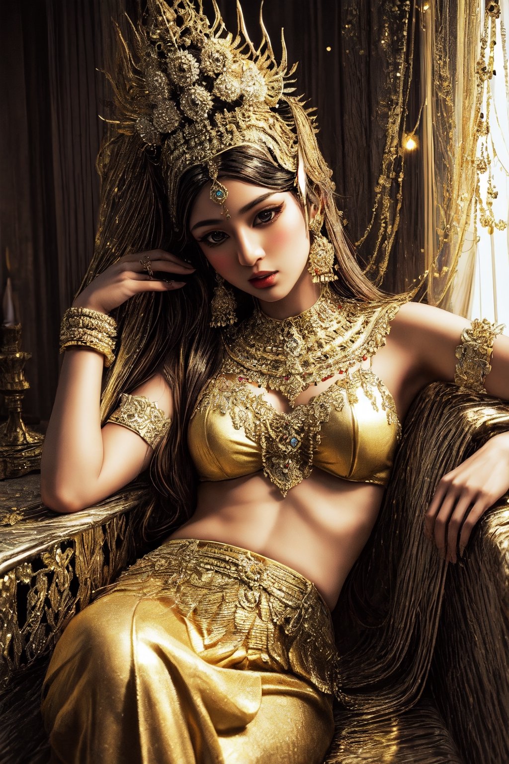 Masterpiece, vivid colors,cinematic light, seductive young girl(nahida,Nahida from genshin impact,defnahida,18 yo,apsara