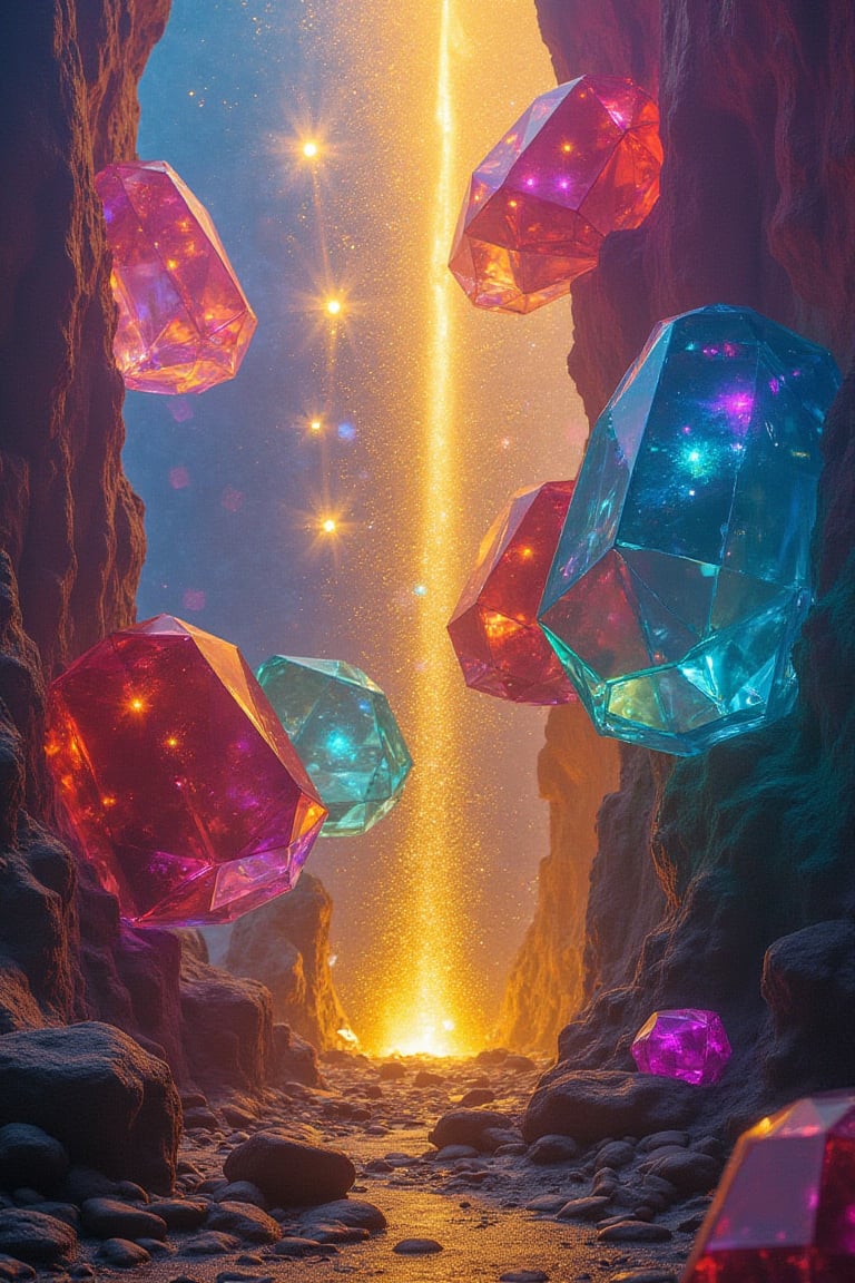 colorful fantasy world that made of diamond and gold, lowkey_shot.