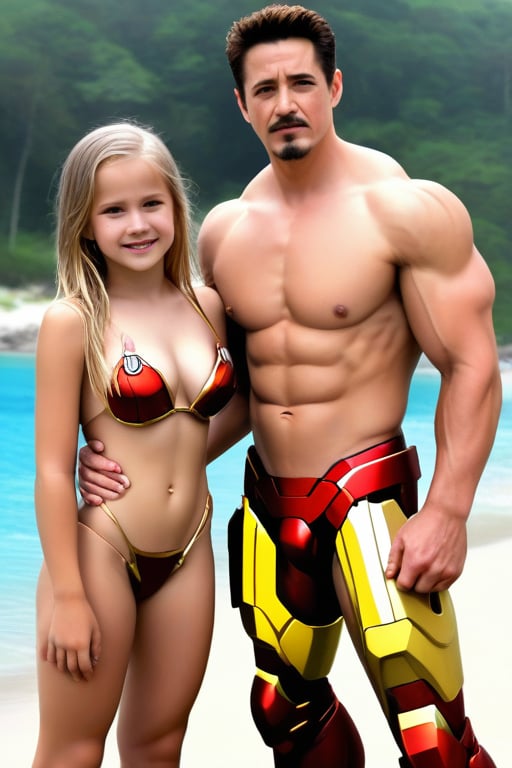 2 jovencitos de 16 años hermoso, de rasgos finos, usando un micro bikinis de la armadura de iron Man detailmaster2