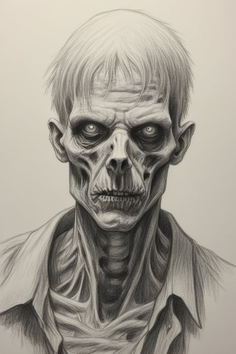 a pencil drawing of zombie