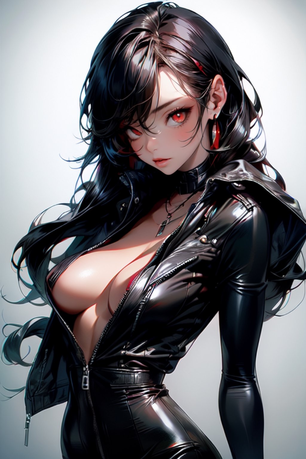 academy ,black_hair,red_eyes,medium tits,half_naked