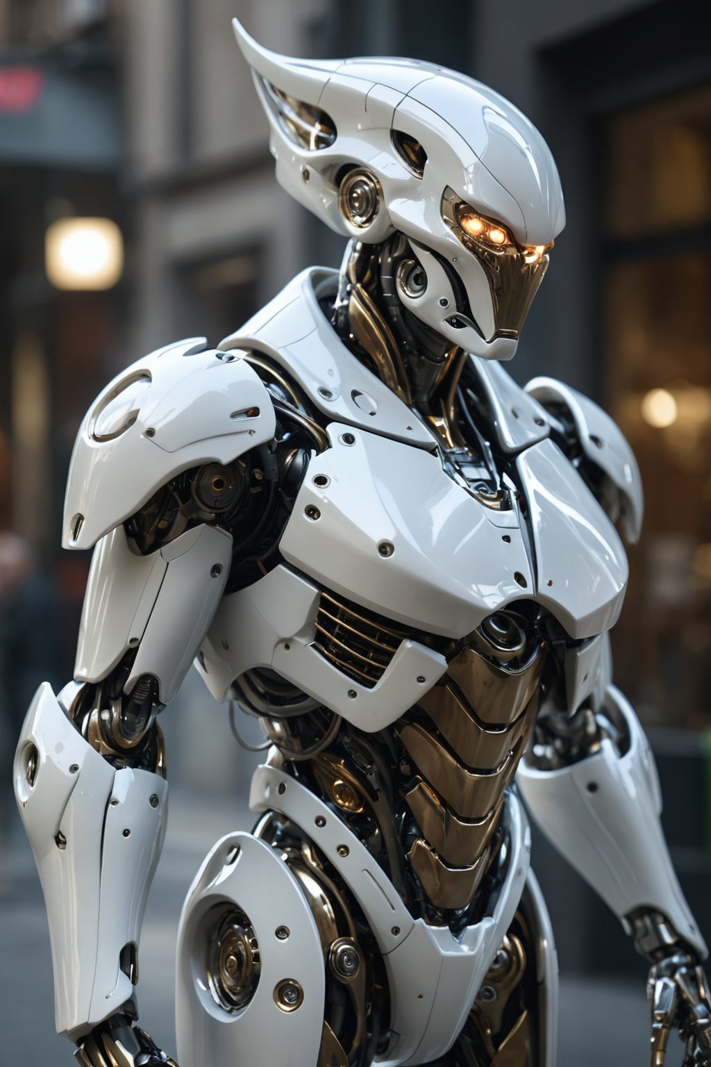 Robot alien in a porcelain suit of armor, futuristic, sci-fi, detailed, digital painting, intricate design, alien technology, armor plating, otherworldly, epic concept art, high resolution, dynamic lighting, concept art by Theo Prins and Jamie Jones, 4k resolution