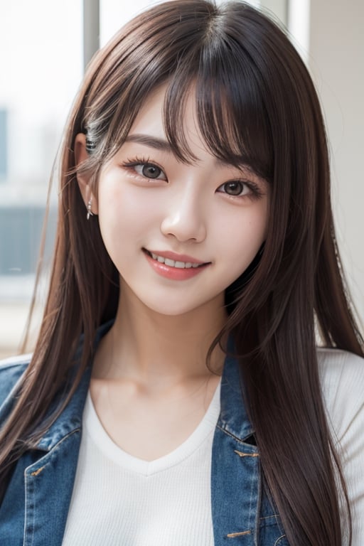 25 year old korean girl, beautiful face, smile, kpop idol