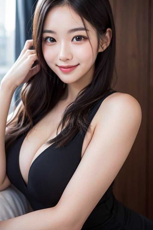 28 year old korean girl, beautiful face, smile