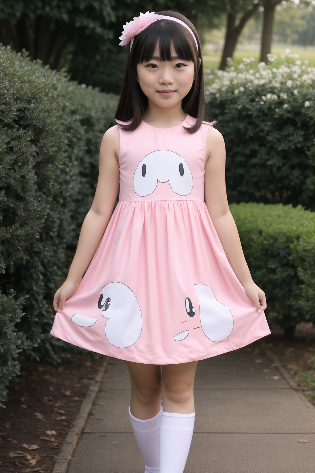 Best quality, masterpiece, 1 girl, kirbydress, pink kirbydress with ((kirbyface))