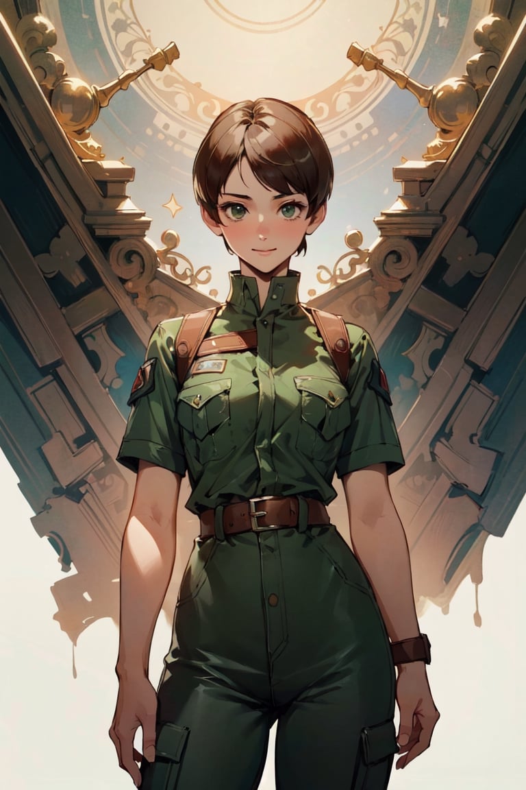 (masterpiece, best quality:1.4), [[smirk]], (beautiful, perfect, detailed, surreal, intricate, aesthetic:1.2), 
(Rebecca Chambers:1.3) full body portrait, cowboy_shot 