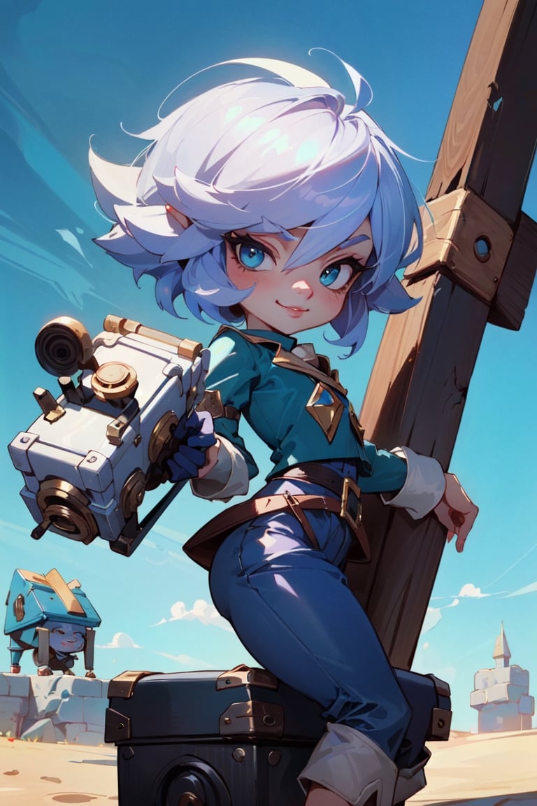 (masterpiece, best quality:1.4), [[smirk]], (beautiful, perfect, detailed, surreal, intricate, aesthetic:1.2), 
(Tristana:1.3) full body portrait, cowboy_shot 