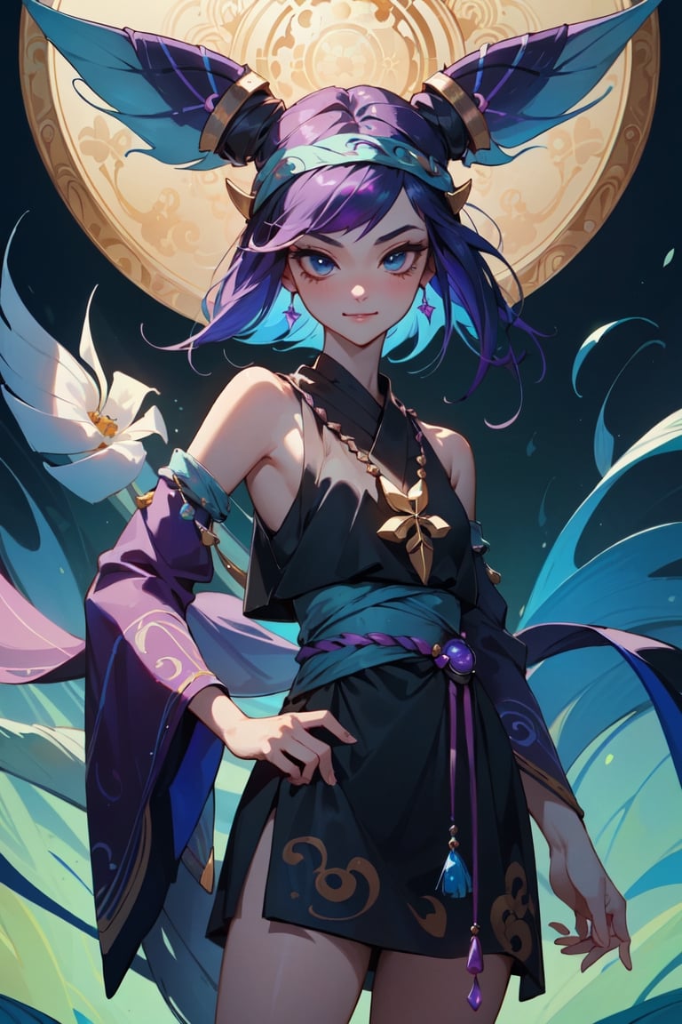 (masterpiece, best quality:1.4), [[smirk]], (beautiful, perfect, detailed, surreal, intricate, aesthetic:1.2), 
(Neeko:1.3) full body portrait, cowboy_shot 