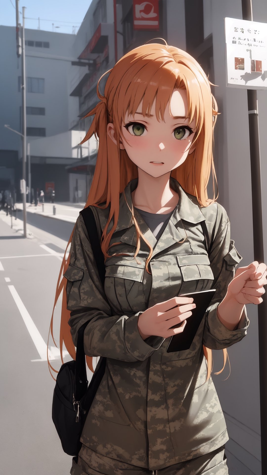 high_school_girl, SAM YANG, disheveled, aaasuna, perfect hands, , in a modern world, medium_breasts, camouflage military nurse