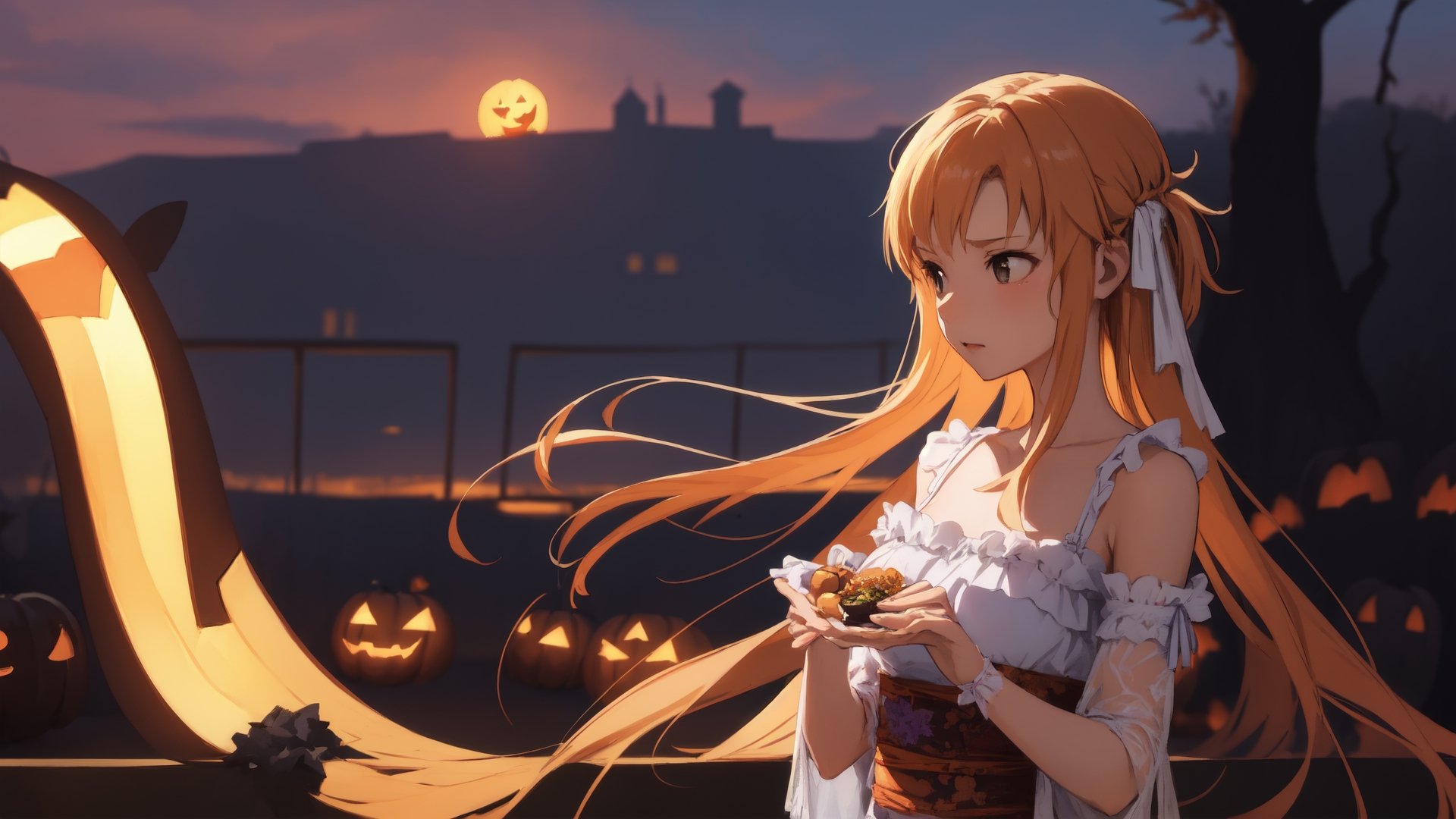 high_school_girl, SAM YANG, disheveled, aaasuna, perfect hands, , in a modern world, medium_breasts, halloween_costume 