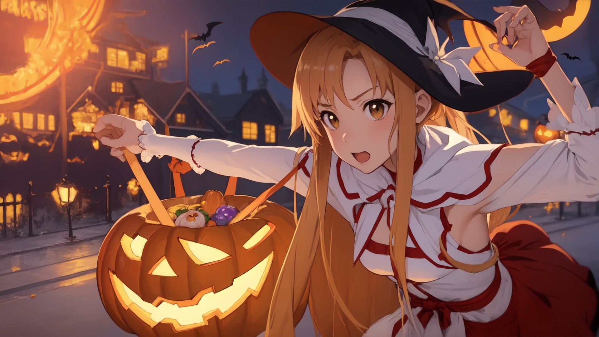 high_school_girl, SAM YANG, disheveled, aaasuna, perfect hands, , in a modern world, medium_breasts, halloween_costume 