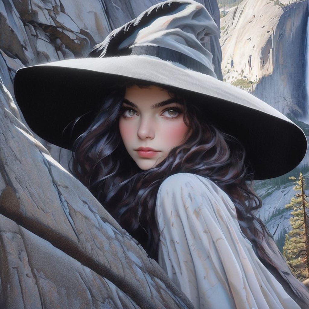 ((Ultra-detailed)) portrait of a beautiful girl \(inkycapwitchyhat\) taking selfie in Yosemite,detailed exquisite face,hourglass figure,model body,playful smirks,looking at viewer,(upperbody shot:1.2),(witchy hat:1.3)
BREAK
[backdrop:yglac1er,rock,mountain,grass]
BREAK
Ultra-Detailed,(sharp focus,high contrast:1.2),8K,trending on artstation,cinematic lighting,by Karol Bak, Alessandro Pautasso and Hayao Miyazaki, (inkycapwitchyhat:1.2),photo_b00ster,art_booster,real_booster,y0sem1te