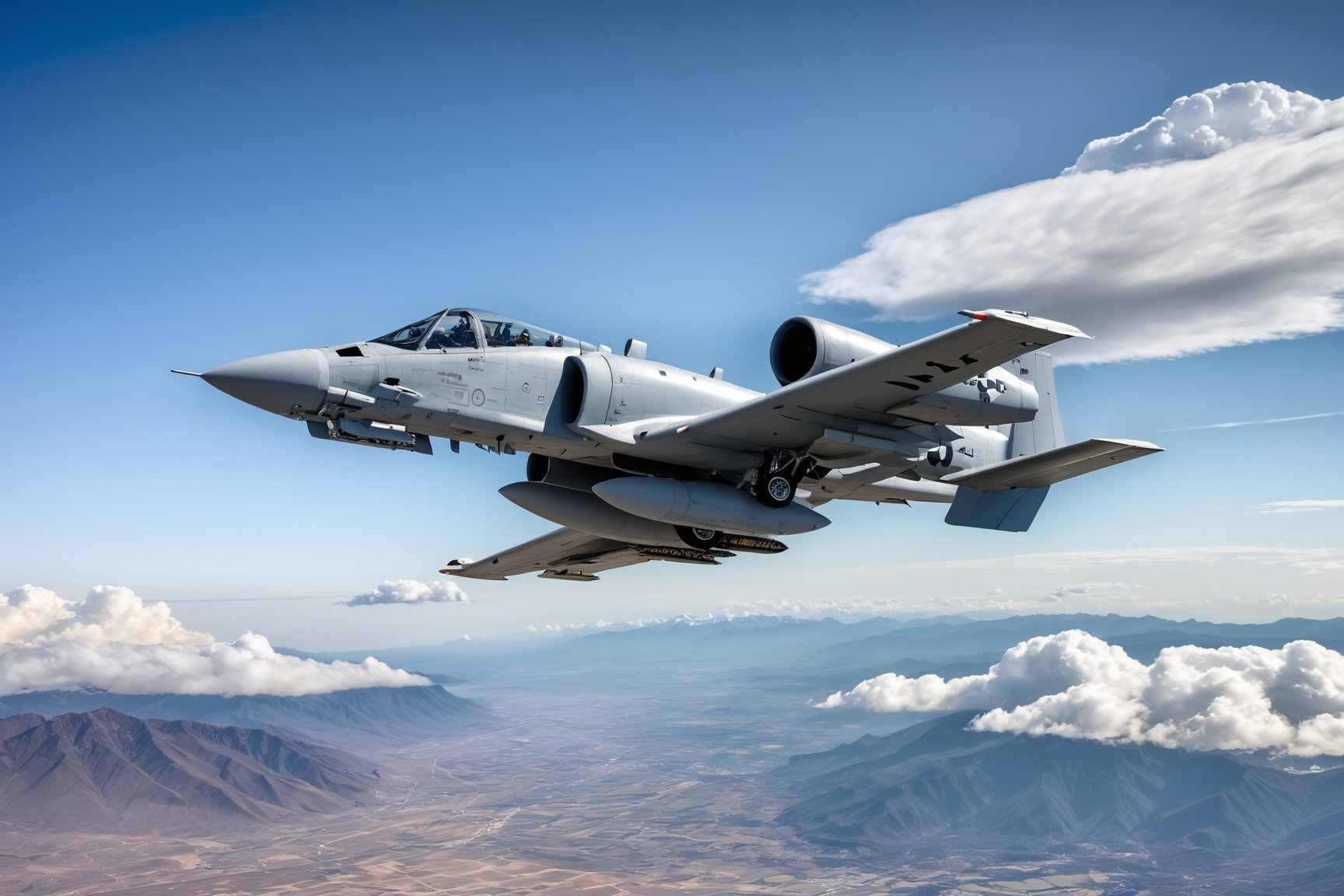 Ultra-realistic photo of A-10 aircraft,sky,day,cloud,military,flying,military vehicle,airplane,vehicle focus,jet,fighter jet,cluttered maximalism
BREAK
(sharp focus,high contrast,studio photo,trending on artstation:1.3),(rule of thirds:1.3),perfect composition,depth of perspective,DoF,(Masterpiece,Best quality,UHD,Hyper-detailed,award-winning photo,HDR,32K,Kodachrome 800:1.3),(by Chris Bangle),H effect,art_booster, real_booster,photo_b00ster