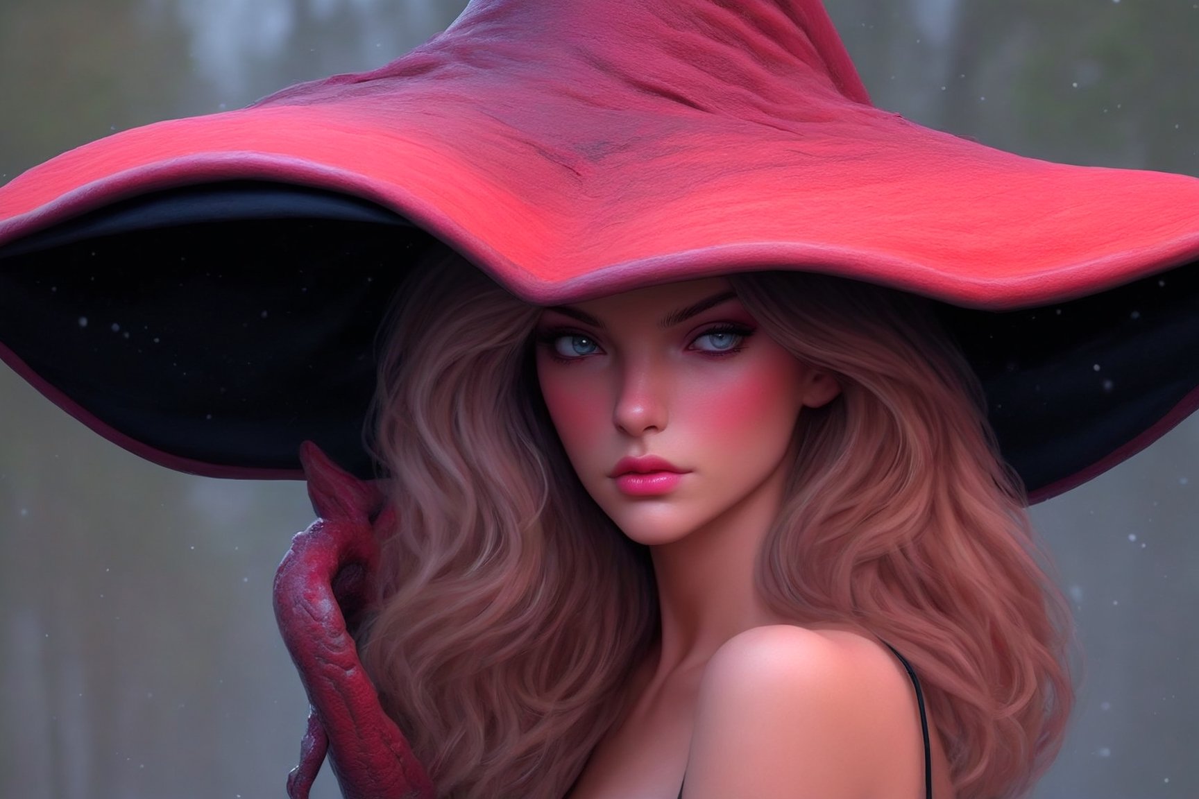 ((Ultra-Detailed)) portrait of a girl wearing a witchhat, standing in front of a modern resort house,1 girl,20yo,detailed exquisite face,soft shiny skin,playful smirks,detailed pretty eyes,glossy lips 
BREAK
HOUSE:very sophisticated and stylish mountain home,contemporary design,luxurious, windows,snow,snowing, street,trees,mid-size house,
(girl and house focus)
BREAK 
sharp focus,high contrast,studio photo,trending on artstation,ultra-realistic,Super-detailed,intricate details,HDR,8K,chiaroscuro lighting,vibrant colors,by Karol Bak,Gustav Klimt and Hayao Miyazaki,
inkycapwitchyhat,real_booster,photo_b00ster,InkyCapWitchyHat,w1nter res0rt,art_booster