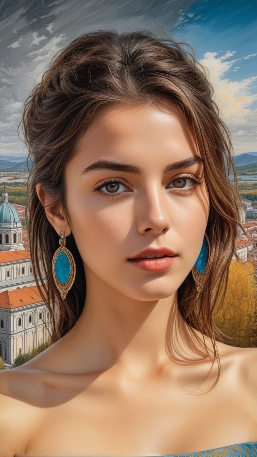 ((Hyper-Realistic:1.3)) (fullbody:1.3) photo of a girl,20yo,1girl,italian girl,detailed exquisite symmetric face,soft shiny skin,glossy lips,smile,mesmerizing, disheveled hair,small earrings,necklaces,perfect female form,perfect body proportion,perfect anatomy,elegant dress,[Turquoise,Baby Blue,Mustard Yellow,Gray color],(distant view:1.3)
BREAK
(backdrop of Esztergom Basilica,with magnificent cathedrals in northern Hungary,distant view:1.3)
BREAK
rule of thirds,perfect composition,studio photo,trending on artstation,(Masterpiece,Best quality,32k,UHD:1.7),(sharp focus,high contrast,HDR,ray tracing,hyper-detailed,intricate details,ultra-realistic,award-winning photo,kodachrome 800:1.7),(chiaroscuro lighting,soft rim lighting,key light reflecting in the eyes:1.5),by Karol Bak,Alessandro Pautasso and Hayao Miyazaki,
real_booster,art_booster,photo_b00ster