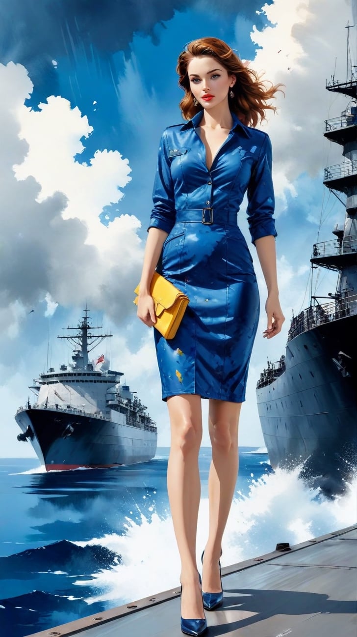 (alcohol ink watercolor art) of a beautiful 20yo US Navy officer in Navy uniform standing on a ship,exquisite face,perfect female form,model body,heels,backdrop of US Navy cruise ship in the ocean,sky,clouds
BREAK 
colorful splatters and ink stains backdrop,(Frank Miller's Sin City style:1.3),trending on artstation,CG society,(rule of thirds:1.3),art_booster,minimalist,amazing quality,artint