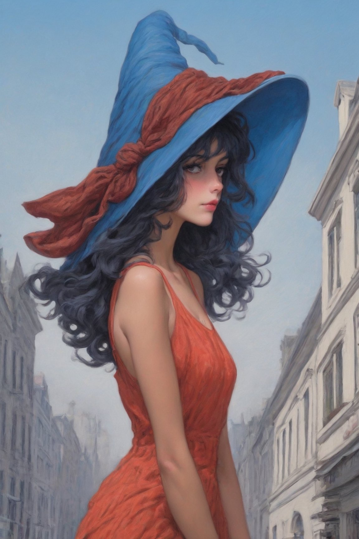 ((Ultra-Detailed)) portrait of a girl wearing a witchhat,standing in a busy shoppping street,1 girl,20yo,(inoue orihime),detailed exquisite face,soft shiny skin,playful smirks,detailed pretty eyes,glossy lips 
BREAK
(backdrop:shopping street in a big city,many people,cars,blue sky),(girl focus),(fullbody shot)
BREAK 
sharp focus,high contrast,studio photo,trending on artstation,ultra-realistic,Super-detailed,intricate details,HDR,8K,chiaroscuro lighting,vibrant colors,by Karol Bak,Gustav Klimt and Hayao Miyazaki,
inkycapwitchyhat,real_booster,photo_b00ster,InkyCapWitchyHat,w1nter res0rt,art_booster,ani_booster