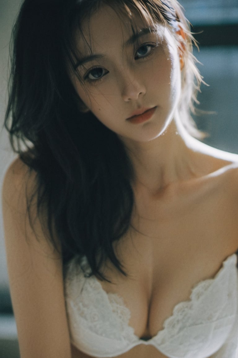 xxmixgirl, (from below:1.4). 27 year old girl, slim waist, ((big ass)), tan lines, deep photo, depth of field, Superia 400, shadows, messy hair, perfect face and body, dark, nighttime, dark photo, grainy, seductive smirk, ((eyes closed)), cleavage,korean girl