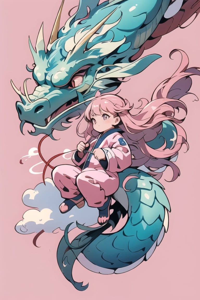 dragon venus,  1girls, solo, long hair, closed mouth, full body, floating hair, floating, metal,  mechanical body,mechanical,  dragon,complex background,  planet,dragon-themed,  pink theme,  holding stick,masterpiece,best quality,dragonink,dragonbaby