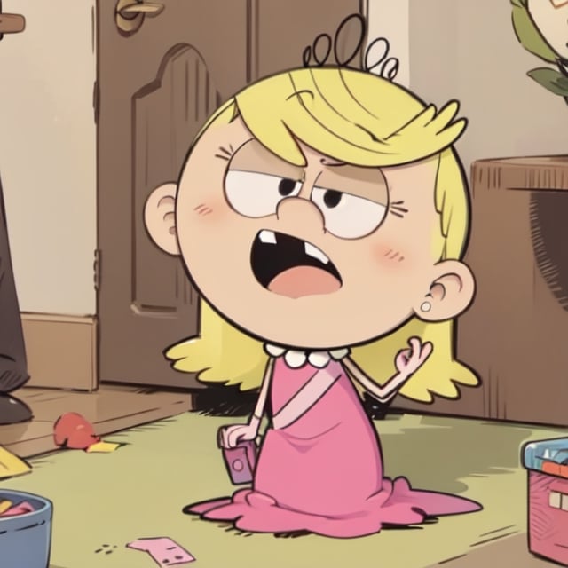 Lola loud, cartoon,anime, angry face, 