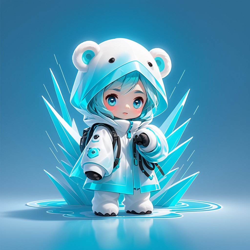 1 (Chibi_polar bear_Mascot:2) for TenTen, an adorable look.

(((Main colors: white:2 , tiffany blue:2))), 1 Boy, neon effect, cute modern 3D animation style.

Minimalist background with ((2 alphabet T and A)).

(Ultrasharp, 8k, detailed, ink art, stunning, vray tracing), style raw, 3d render, Monster. polar bear
,Leonardo Style,cyberpunk style