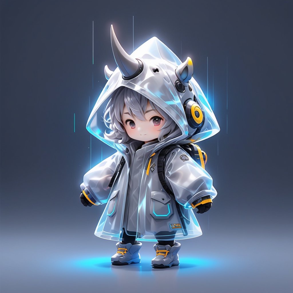 1 (Chibi_rhinoceros_Mascot:2) for TenTen, an adorable look.

human Boy wearing rhinoceros hat with 1 horn in the middle.

(((Main colors: Light gray:2 , gray:2))), neon effect, cute modern 3D animation style.

Minimalist background with ((2 alphabet T and A)).

(Ultrasharp, 8k, detailed, ink art, stunning, vray tracing), style raw, 3d render, Monster. hinoceros, Leonardo Style,cyberpunk style