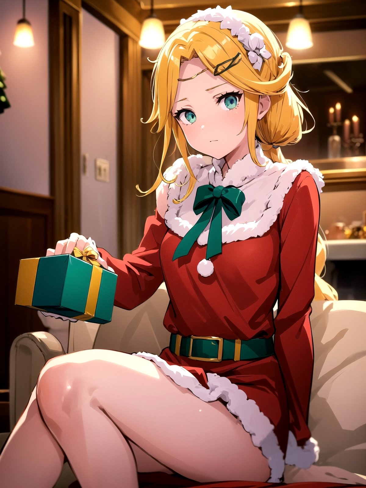 //Quality,
(masterpiece), (best quality), 8k illustration,
//Character,
overlordentoma, 1girl, solo, gift
//Fashion,
santa_costume,
//Background,
indoors, christmas, 
//Others,
,Laykus