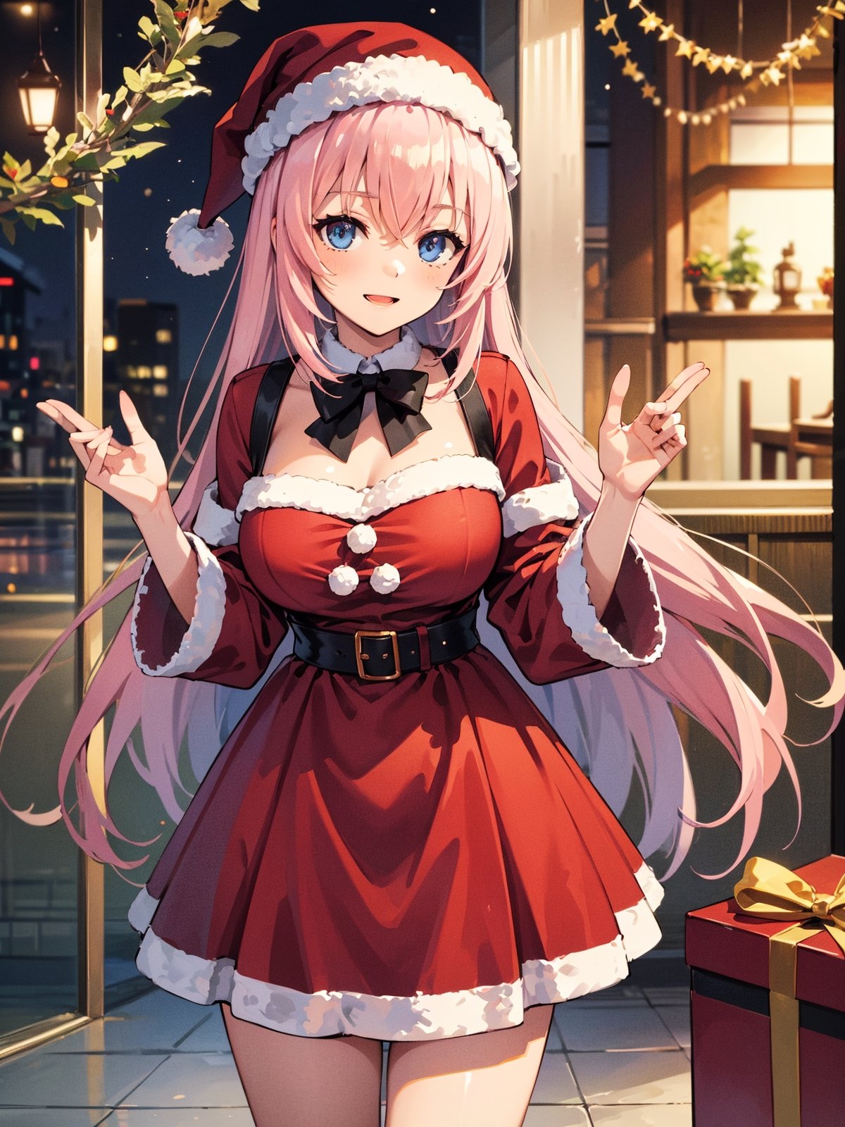 //Quality,
(masterpiece), (best quality), 8k illustration,
//Character,
overlordentoma, 1girl, solo, smile, gift
//Fashion,
santa_costume,
//Background,
indoors, christmas, 
//Others,
,aahonami