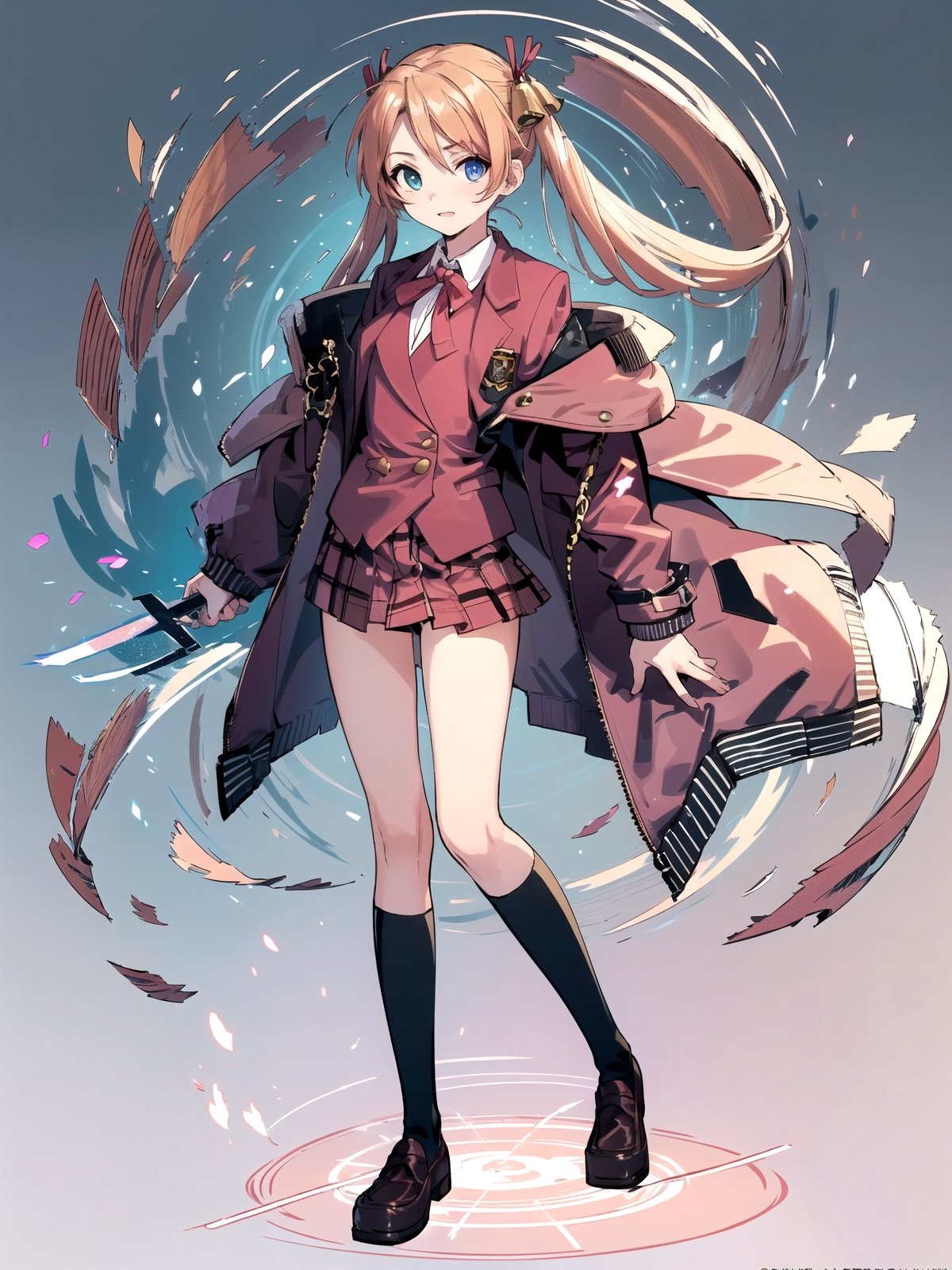 //Quality,
(masterpiece), (best quality), 8k illustration
,//Character,
people, magicians
,//Fashion,
,//Background,
magic world, magic school
,//Others,
,aaasuna,heterochromia,long hair,ahoge,twintails,hair bell,school uniform,blazer,(jacket:1.3),red bowtie,vest,shirt,long sleeves,plaid skirt,socks,black socks,loafers,bbasuna