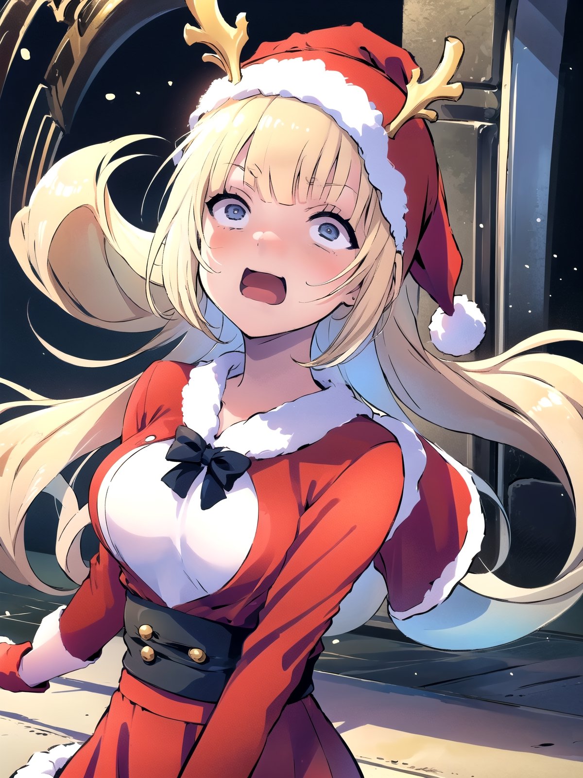 //Quality,
(masterpiece), (best quality), 8k illustration,
//Character,
1girl, solo, smile, 
//Fashion,
santa_costume,
//Background,
indoors, christmas, 
//Others,
aquascreaming,aakei