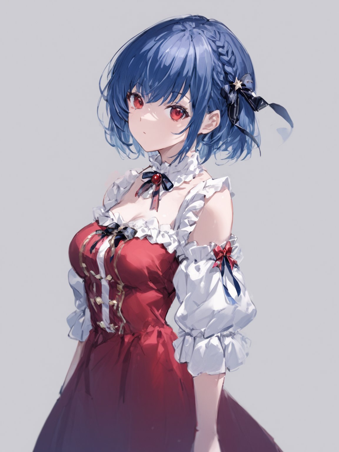 score_9,score_8_up,score_7_up,score_6_up, masterpiece, best quality
,//Character, 
1girl, solo, short hair, blue hair, shiny hair, red eyes, bangs, braid
,//Fashion, 
santa_costume, hair ribbon
,//Background, white_background
,//Others, ,Expressiveh,
dynamic pose, dark energy