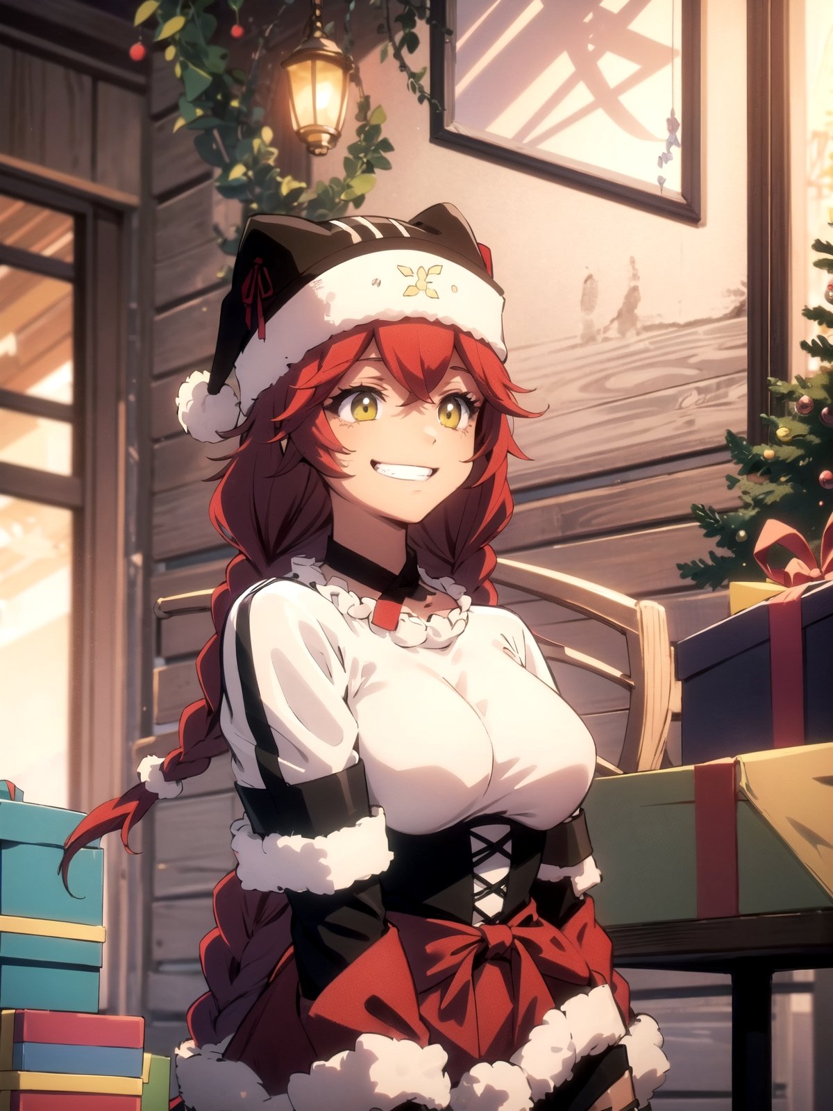 (masterpiece), (best quality), 8k illustration,
//Character,
overlordentoma, 1girl, solo,grin, gift,
//Fashion,
santa_costume,
//Background,
indoors, christmas,lupusregina beta