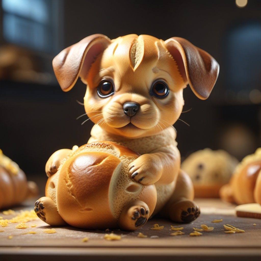 ultra detailed 8k cg,  a puppy made of bread,animal shaped bread,full_body:1.2,detailmaster2,
macro photography, trending on artstation, sharp focus, studio photo,foodstyle