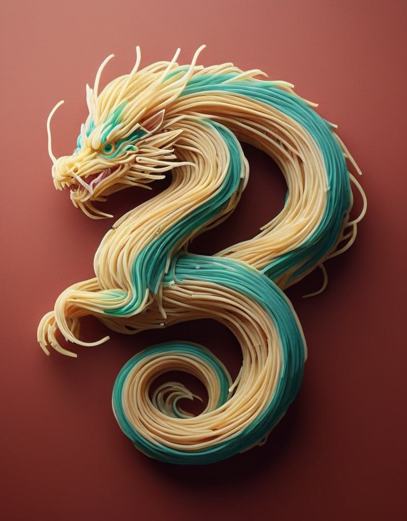 a detailed photo of a colorful Eastern Dragon made of Fettuccine ,(((isolated on a plain red background))),
macro photography, hyper detailed, trending on artstation, sharp focus, studio photo,8K,detailmaster2,