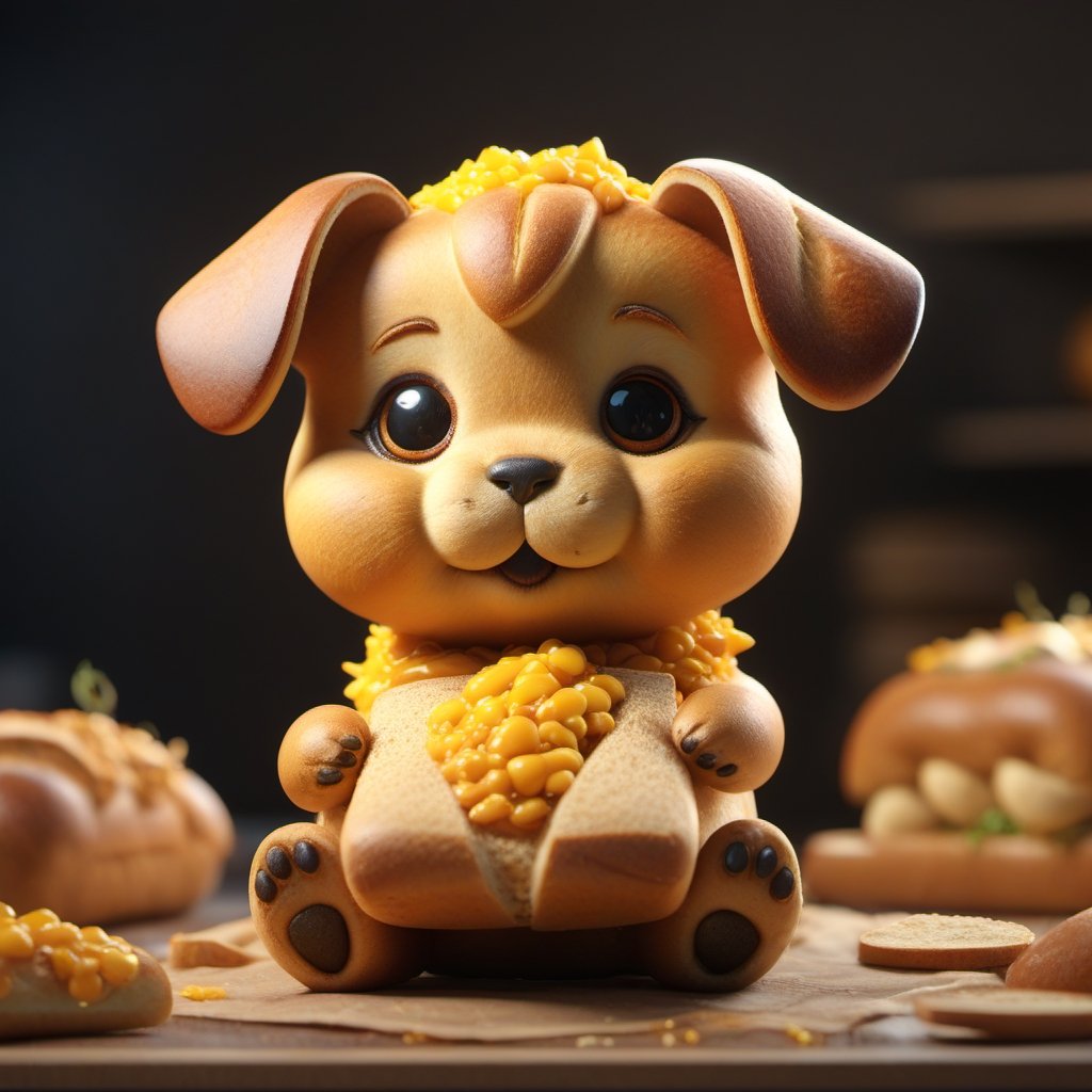 ultra detailed 8k cg,  a puppy made of bread,animal shaped bread,full_body,detailmaster2,
macro photography, trending on artstation, sharp focus, studio photo,foodstyle,make_3d