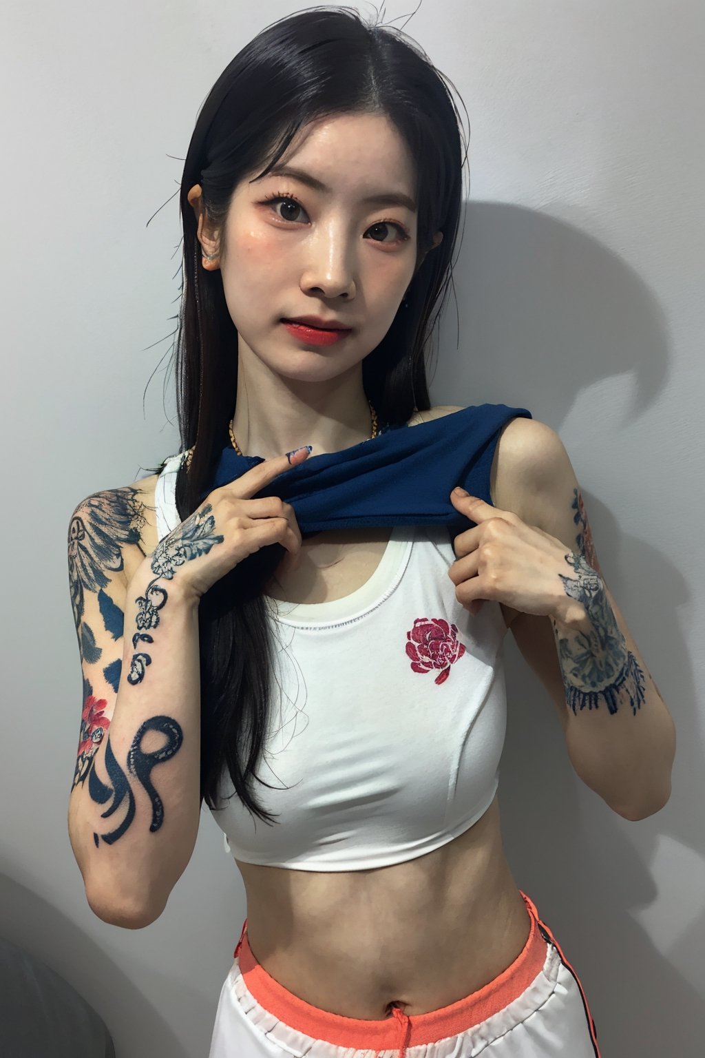 tattoo, 1girls, dragontattoo, modelpose, realistic, body_tattoo, background_newyork, 8k, colorful, sportswear, sportwear, yakuza_tattoo, tatoo, dahyunlorashy, newyork_city