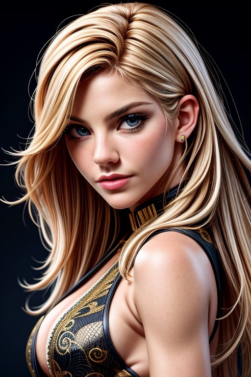 "(best quality,highres,professional),portrait,sienna miller,strong female,[G I Joe],beautiful detailed eyes,beautiful detailed lips,[black dress],fierce pose,vivid colors,studio lighting"