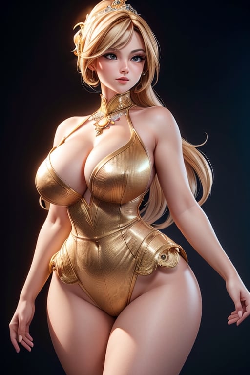 (master piece), (ultra-detailed), (highres, realistic:1.2), Luma, elegant and beautiful, stands tall with a strong posture. Her presence is captivating, radiating confidence and grace. Her figure is curvaceous, with breasts that possess a voluminous proportion, accentuating her femininity