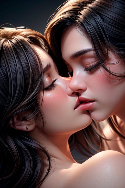 (master piece), (ultra-detailed), (highres, realistic:1.2),a romantic kiss scene, passionate expressions, soft lighting, intimate atmosphere, tender emotions, beautiful detailed lips, gentle touch, romantic backdrop, love in the air, close-up shot of the couple, delicate and realistic details, artistic rendering, vibrant colors, emotional connection, heartwarming moment, perfect timing, film-like quality, high-res image, expertly captured, mesmerizing composition, enchanting ambiance, raw and authentic, eternal love, cinematic beauty