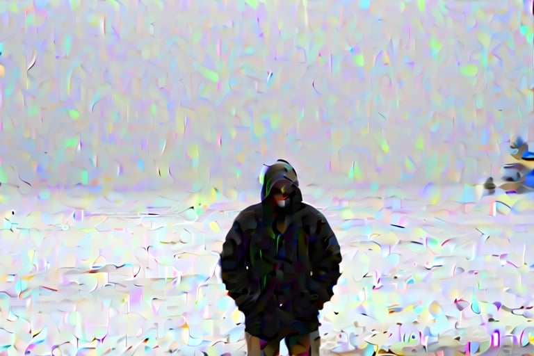 standing in  snow storm