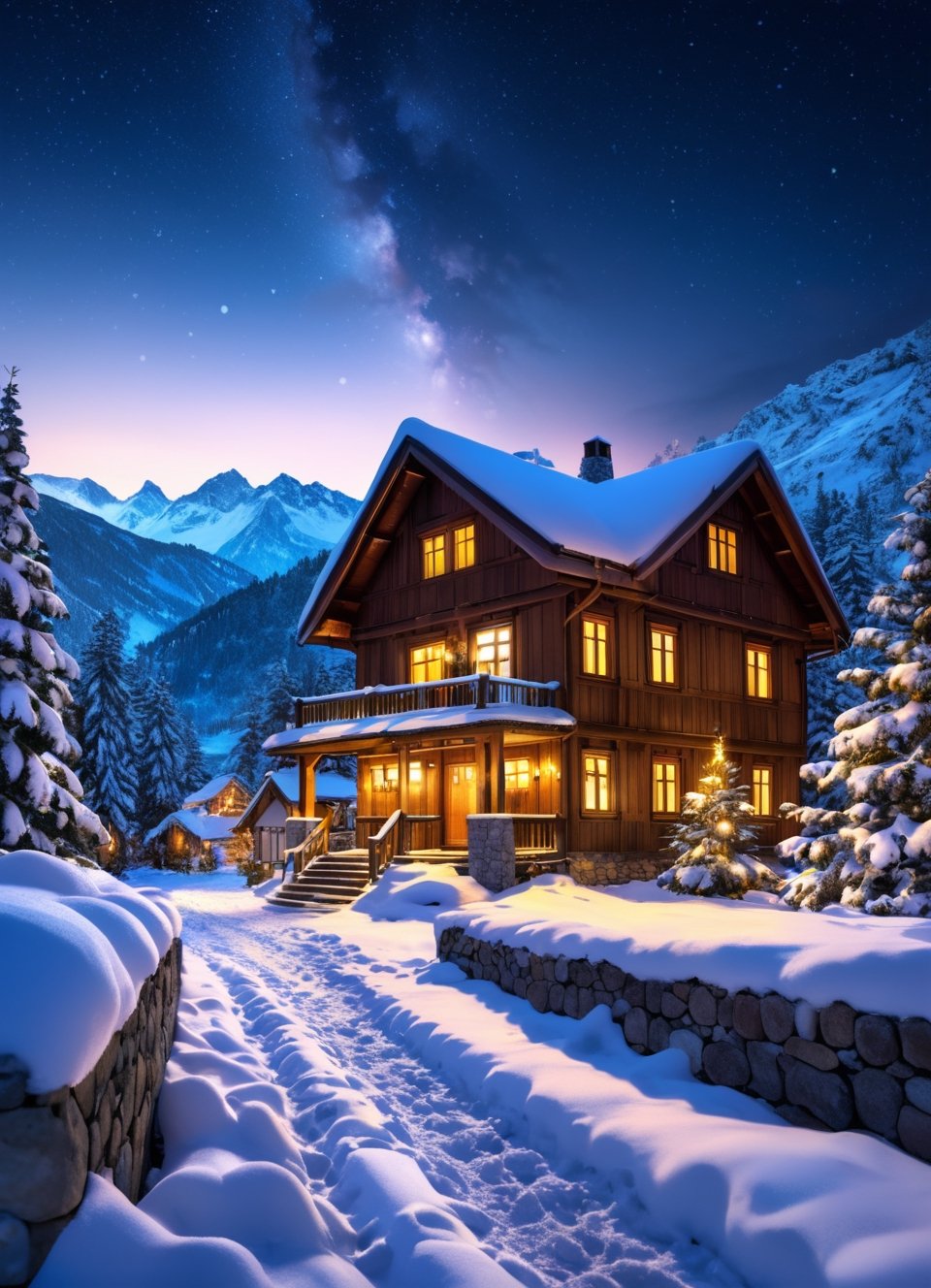 (sacred holy night and snow home),(ultra-fine HDR),extremely delicated and beautiful,realism