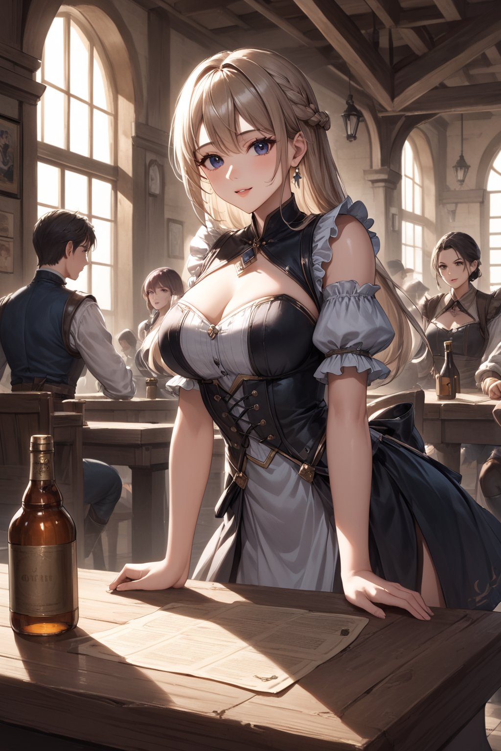 masterpiece, best quality, 8k, 8k UHD, ultra-high resolution, ultra-high definition, highres, cinematic lighting
,//Character, 
1girl, solo
,//Fashion, 
,//Background, 
,//Others, ,Expressiveh, hentai, 
A group of diverse adventurer girls examining a quest board in a bustling fantasy tavern.