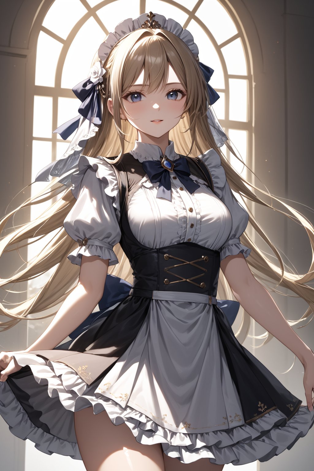 masterpiece, best quality, 8k, 8k UHD, ultra-high resolution, ultra-high definition, highres, cinematic lighting
,//Character, 
1girl, solo
,//Fashion, 
,//Background, 
,//Others, ,Expressiveh, hentai, 
A girl in a maid uniform serving tea to skeletal overlords in an opulent meeting room.