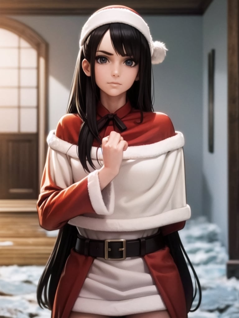 //Quality,
masterpiece, 8k, 8k UHD, best quality, ultra detailed, 
,//Character,
1girl, cowboy_shot, looking_at_viewer,
,//Fashion,
santa_costume, 
,//Background,
winter, indoors,
,//Others,
,AOTSalute