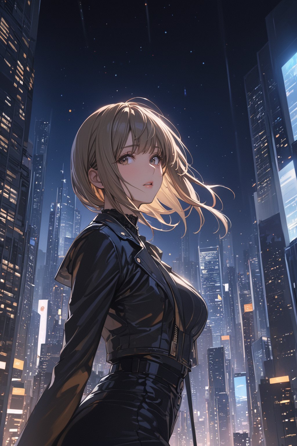 masterpiece, best quality, 8k, 8k UHD, ultra-high resolution, ultra-high definition, highres, cinematic lighting
,//Character, 
1girl, solo
,//Fashion, 
,//Background, 
,//Others, ,Expressiveh, hentai, 
A woman performing a high-wire act between skyscrapers, city lights twinkling far below.