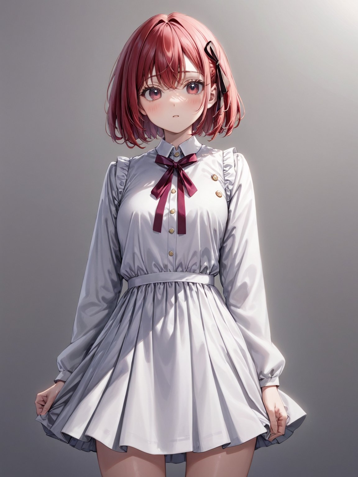 //Quality,
photo r3al, detailmaster2, masterpiece, photorealistic, 8k, 8k UHD, best quality, ultra realistic, ultra detailed, hyperdetailed photography, real photo
,//Character,
1girl, solo, nishikigi chisato, bob cut
,//Fashion,
hair ribbon, lycoris uniform, two-tone dress, red dress, grey dress, neck ribbon, long sleeves
,//Background,
,//Others,
,nishikigi chisato