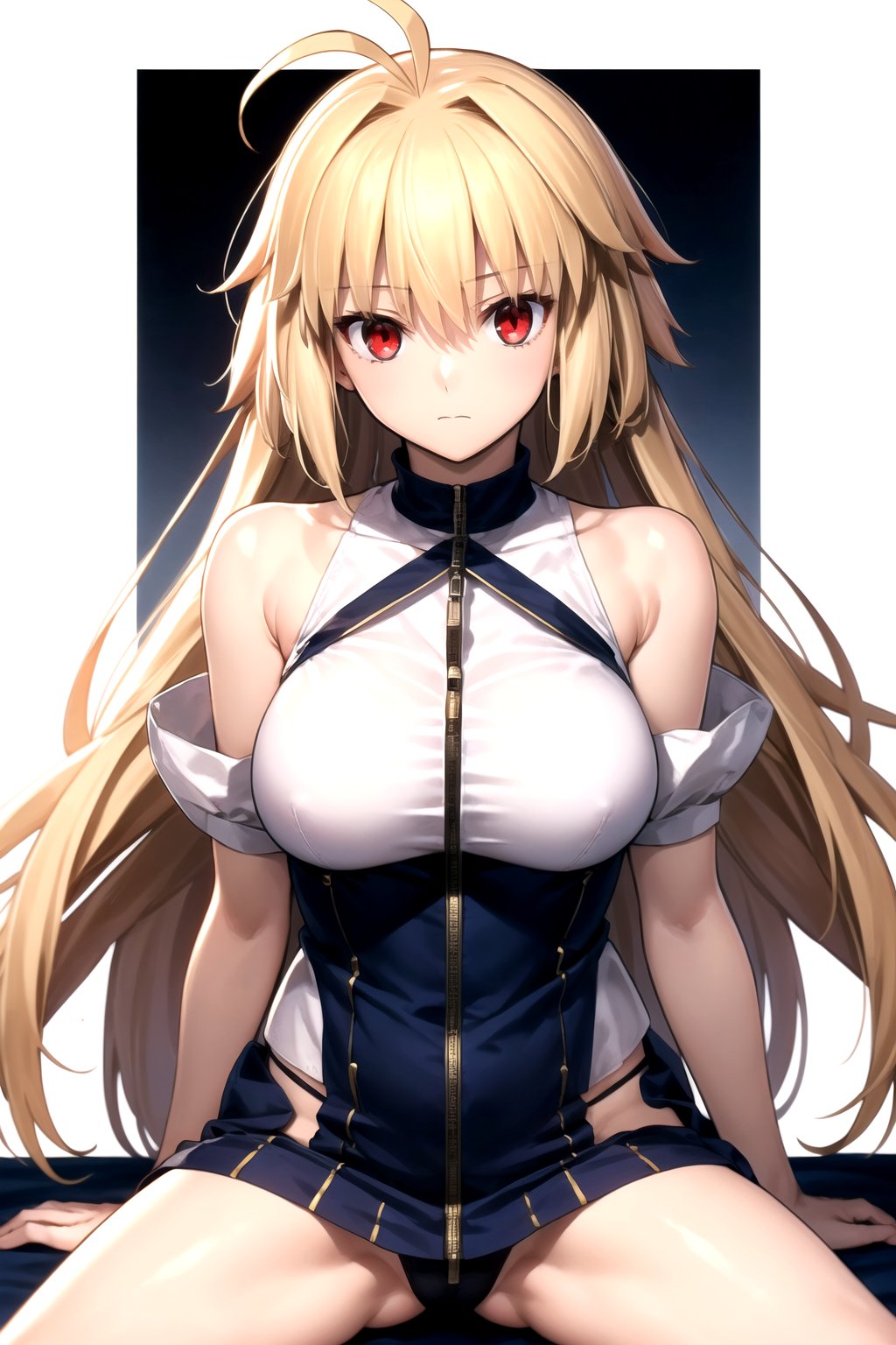 //Quality,
masterpiece, best quality
,//Character,
1girl, solo
,//Fashion, 
,//Background,
white_background
,//Others,
,spread legs, 
,arcueid, blonde hair, red eyes, long hair, very long hair, bangs, ahoge, sidelocks